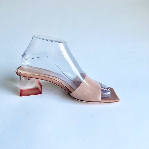 Gianvito Rossi Cream Jelly Plastic Square Toe Heeled Sandals size EUR 37.5, US 7 - Picture 3 of 14